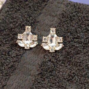 Crystal Cluster Stud Earrings - Clear Crystal